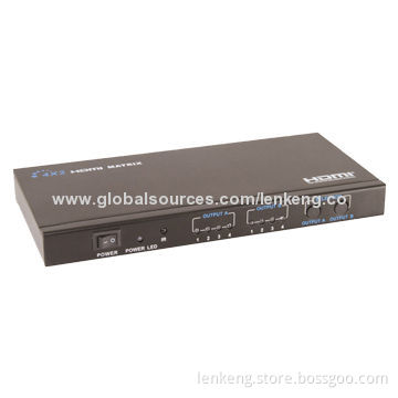 HDMI 4 x 2 matrix switch, HDMI 1080P, 3D support, with remote control